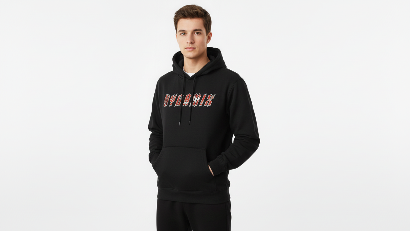 Oversized Men's Black Hoodie -  Streetwear & Casual Wear Fleece Pullover