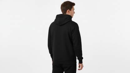 Oversized Men's Black Hoodie -  Streetwear & Casual Wear Fleece Pullover