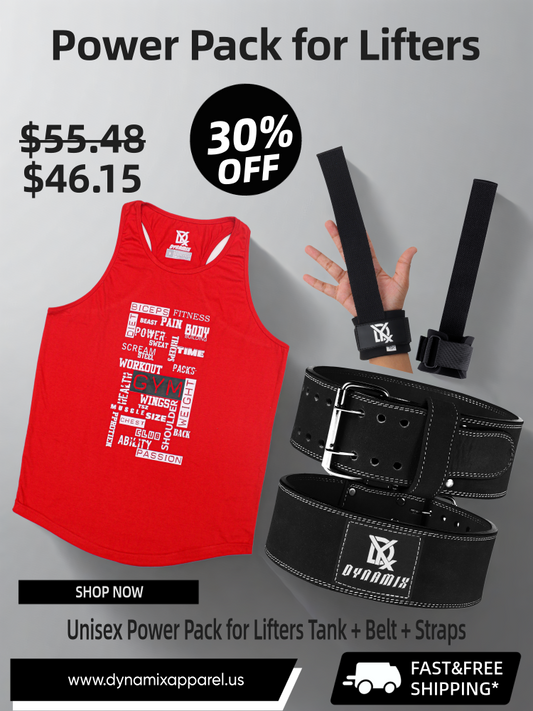 Unisex Power Pack for Lifters Tank + Belt + Straps