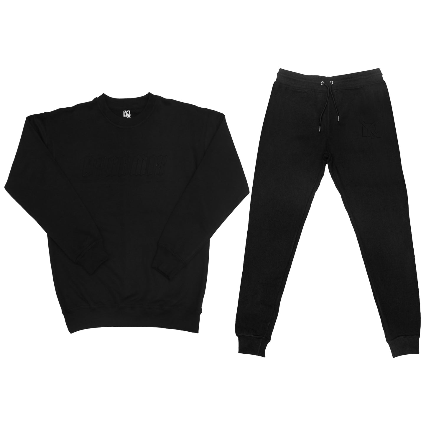 Dynamix Black Oversized Unisex Tracksuit Set Sweatshirt & Trousers 100% Cotton Terry Fleece