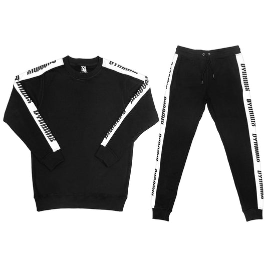 DYMANIX BLACK WITH OFF WHITE  SIDE PANEL SWEAT SUIT