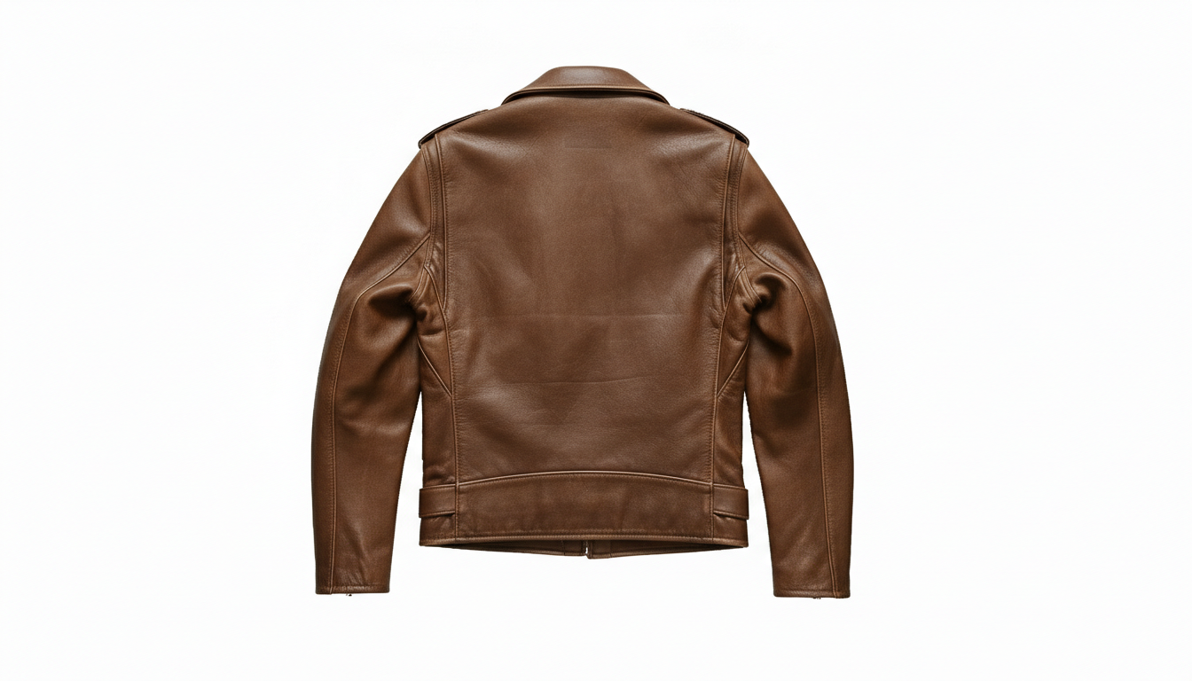 Men’s Vintage Brown Leather Biker Jacket with Multiple Zipper Pockets - Moto