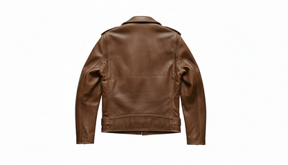 Men’s Vintage Brown Leather Biker Jacket with Multiple Zipper Pockets - Moto