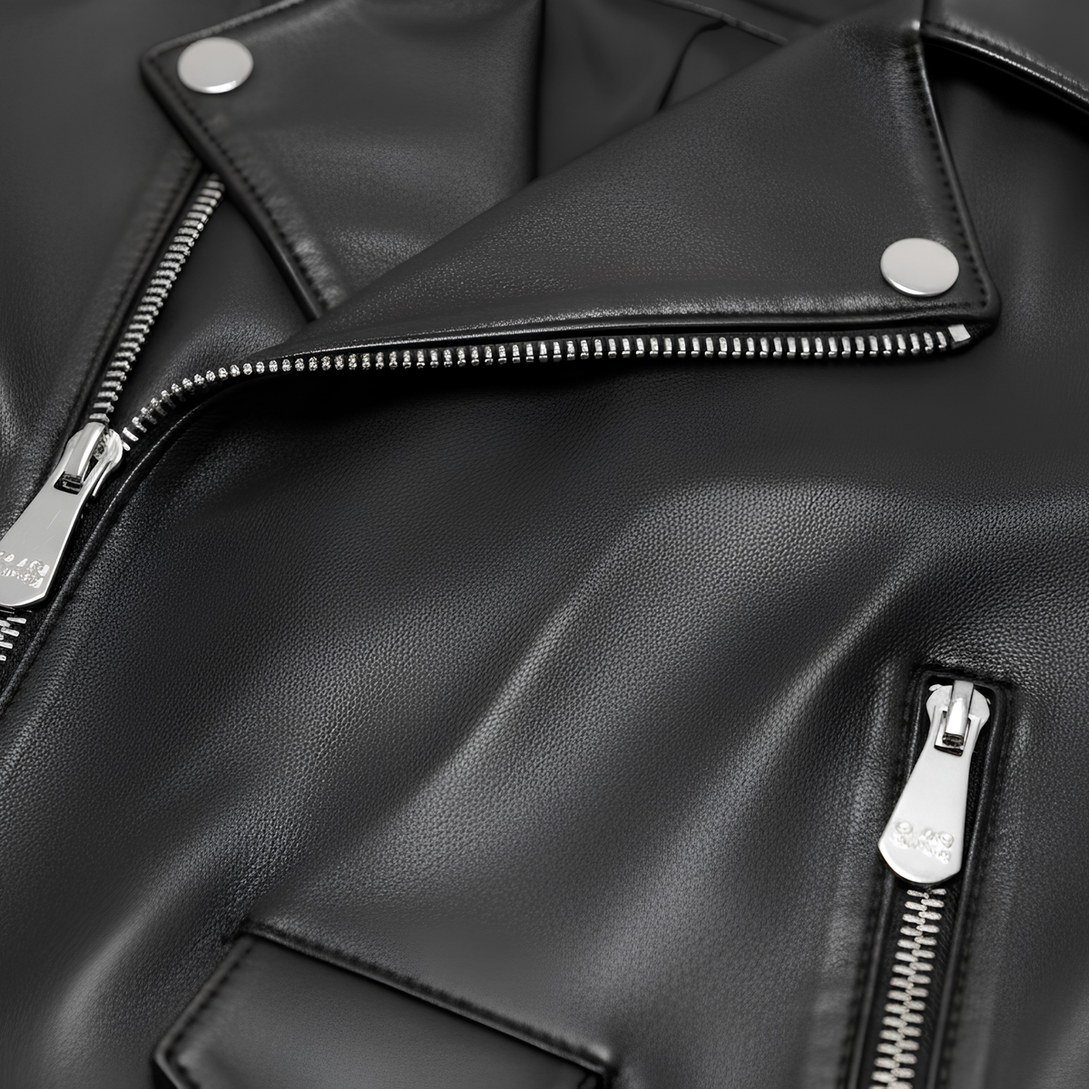 Black Leather Biker Jacket – Buckle Sleeve Detail