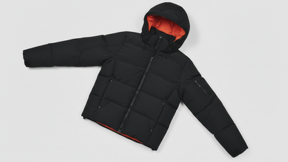 Men’s Black Puffer Jacket Hooded Winter Quilted Warm Lightweight Zip Coat