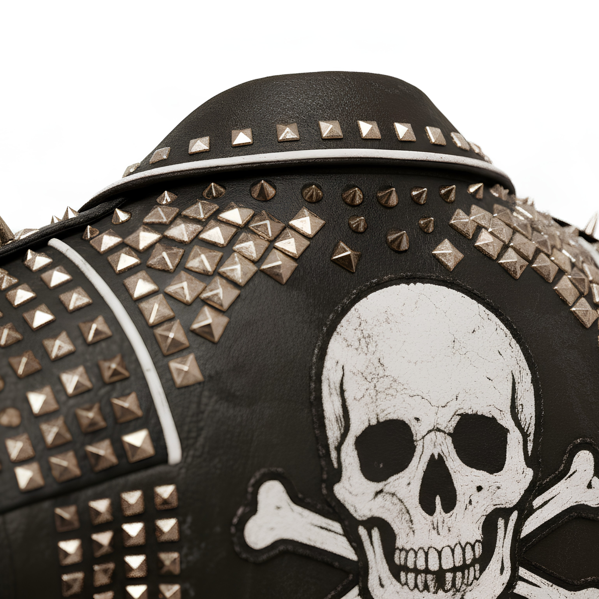 Studded Punk Leather Jacket – Skeleton Graphic Biker Jacket