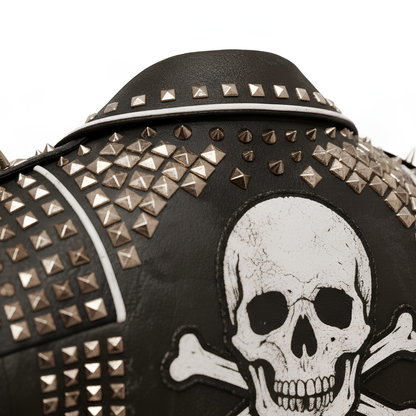 Studded Punk Leather Jacket – Skeleton Graphic Biker Jacket