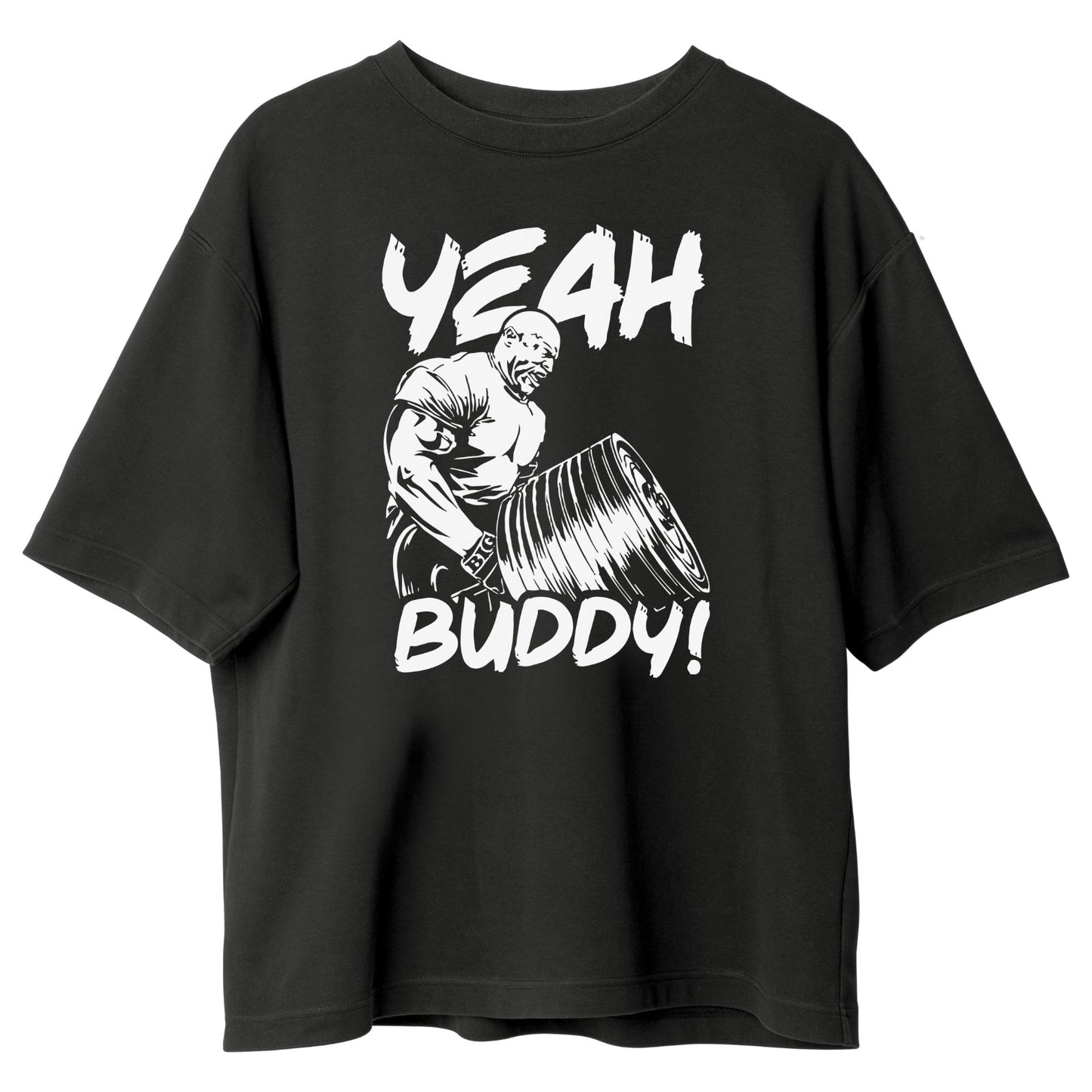 Dynamix Graphic Print "Yeah Buddy" T-Shirt Unisex Slim Fit 100% Cotton Tee For Gym Workout/Causal  Olive Green/Black